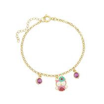Pulseira Infantil Coruja Resinada com Pedras Folheado a Ouro Pulseira Infantil Coruja Resinada com Pedras Folheado a Ouro
