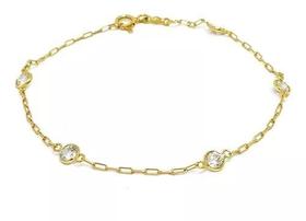 Pulseira Infantil Criança Em Ouro 18k Com Zirconia Branca