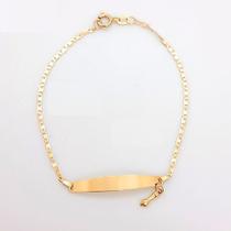 Pulseira Infantil De Ouro 18k Chapa Com Figa