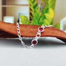 Pulseira Infantil de Prata 925 com Pedra Dupla