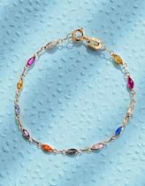 PULSEIRA INFANTIL EM OURO 18K/750 PEDRA ZIRCONIA COLORIDA 2X4 - 13cm