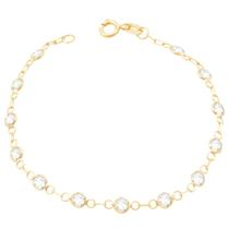 Pulseira Infantil em Ouro 18K Zircônias Cristal - AU10333