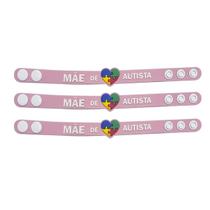 Pulseira infantil emborrachada com regulagem pai mãe de autista identificação autismo 3 unidades