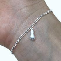 Pulseira Infantil Figa Amuleto Sorte de Prata 925 Legítima