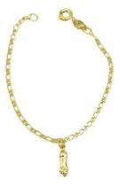 Pulseira Infantil Figa Dourada Folheada Ouro 18k