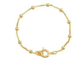 Pulseira Infantil Folheada A Ouro 18k Semi Joia Com Bolinhas