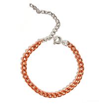 Pulseira Infantil Laranja com Extensor Banhada a Ródio