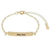 Pulseira Infantil Lisa Personalizada a Laser Banhado a Ouro