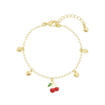 Pulseira infantil Menina cereja banhado a ouro 18k Pulseira infantil Menina cereja banhado a ouro 18k