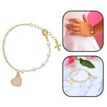 Pulseira Infantil Menina Pérola Dourada