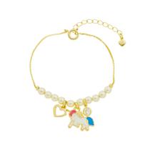 Pulseira infantil Menina Pérola Unicornio Banho de Ouro 18k Pulseira infantil Menina Pérola Unicornio Banho de Ouro 18k