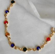 Pulseira Infantil Menina Zircônia Colorida Banho de Ouro 18K Pulseira Infantil Menina Zircônia Colorida Banho de Ouro 18K