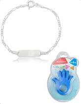Pulseira Infantil Menino Pra Gravação Prata 925 Chapinha Kit Pulseira Infantil Menino Pra Gravação Prata 925 Chapinha Kit