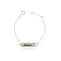 Pulseira Infantil Nome Gravado Chapa Menina Filha Prata 925