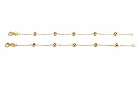 Pulseira Infantil Ouro 18k 750 Bolas De Ouro 3mm 13,5cm