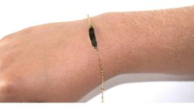 Pulseira Infantil Ouro 18k 750 Chapinha E Bolas 14,5cm Pulseira Infantil Ouro 18k 750 Chapinha E Bolas 14,5cm