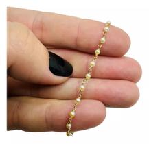 Pulseira infantil pérola de água doce natural 2mm em ouro 18k 750