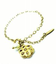 Pulseira Infantil Pérola E Flor Banho Ouro 18k 1329