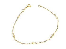 Pulseira Infantil Pérolas Ouro 18K - 1.04