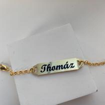 Pulseira Infantil Personalizada com escrita Thomáz - Semijoias Pronta Entrega