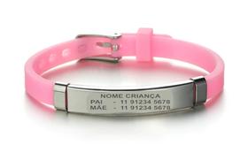 Pulseira Infantil Personalizada Identificação Crianças Rosa Pulseira Infantil Personalizada Identificação Crianças Rosa
