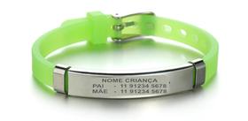 Pulseira Infantil Personalizada Identificação Crianças Verde