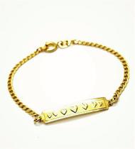 Pulseira Infantil Plaquinha 7 Corações Banho Ouro 18k 1571