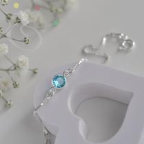 Pulseira Infantil Ponto de Luz Cravejada Azul - Prata Pulseira Infantil Ponto de Luz Cravejada Azul - Prata