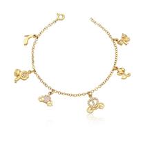 Pulseira Infantil Prata 15cm Berloques Princesa - Banhado a Ouro 18K Pulseira Infantil Prata 15cm Berloques Princesa - Banhado a Ouro 18K