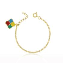 Pulseira Infantil Quebra Cabeça Autista Banhado a Ouro 18k Pulseira Infantil Quebra Cabeça Autista Banhado a Ouro 18k