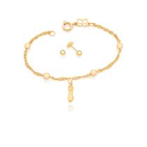 Pulseira infantil Rommanel com Figa / Figuinha e Brinco Baby - 551392-520797-540977