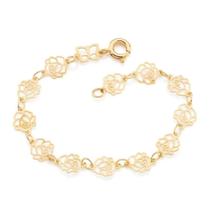 Pulseira Infantil Rommanel Folheado Ouro Rosas Vazadas 551138