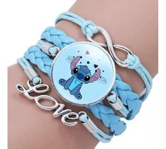 Pulseira Infantil Stitch Azul Trançada Love
