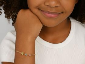 Pulseira infantil três borboletas banhado a Ouro