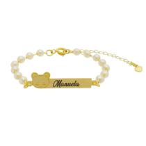 Pulseira Infantil Ursinho Perola Personalizada a Laser