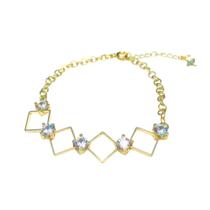 Pulseira Infinite quadrados e pedra zircônia 5mm feminina semijoia banhada a ouro18k