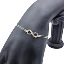 Pulseira Infinito Liso Cravejada Zircônia - Prata 925 Pulseira Infinito Liso Cravejada Zircônia - Prata 925