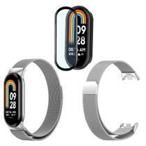 Pulseira inox para Xiaomi Mi Band 8 2023 + película silicone