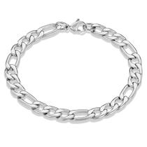 Pulseira Invicta Jewelry masculina polida Figaro 8mm em aço