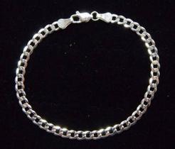 Pulseira Italiana Masculina 5mm X 21cm Grumet Em Prata 925