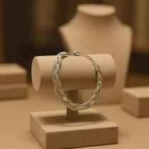 Pulseira Italiana Trançada Feminina 3 Fios Aço Inoxidável 18cm Elegante Pulseira Italiana Trançada Feminina 3 Fios Aço Inoxidável 18cm Elegante