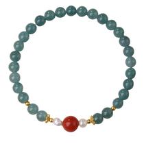 Pulseira Jadeite para mulheres com ágata vermelha do sul e pérola Pulseira Jadeite para mulheres com ágata vermelha do sul e pérola