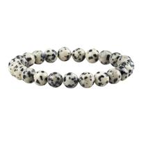 Pulseira Jaspe Dalmata 8mm Pedra Natural Felicidade Proteção Unissex