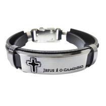 Pulseira Jesus é o Caminho Pulseira Masculina Ajustável Material Sintético Pulseira Jesus é o Caminho Pulseira Masculina Ajustável Material Sintético