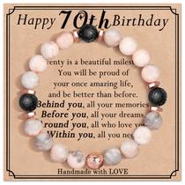 Pulseira Jewelry & Card 70º aniversário para mulheres Red Zebra Stone