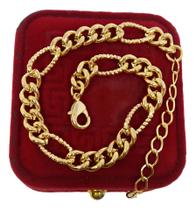 Pulseira Joias Nobre Elo Gourmet 5mm Banhada a Ouro Pulseira Joias Nobre Elo Gourmet 5mm Banhada a Ouro
