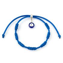 Pulseira Kabbalah 7 Nós Olho Grego Ajustável Azul Royal