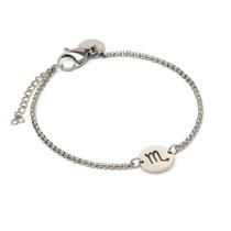 Pulseira Key Design Signo Escorpião de Aço Prata Ajustável
