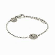 Pulseira Key Design Signo Gêmeos de Aço Prata Ajustável