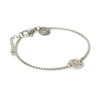 Pulseira Key Design Signo Leão de Aço Prata Ajustável